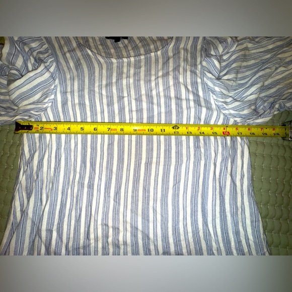 Anthropologie DREW Stripe Tiered Bell/Flutter Sleeves Blouse Women's Size M Blue - Picture 4 of 10